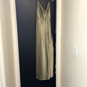 Birdy grey green silk bridesmaids dress with slit 💚